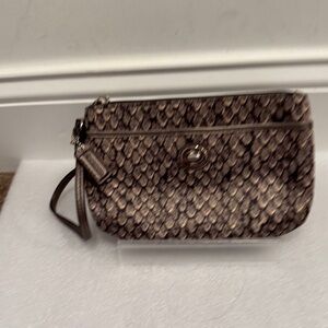 Coach snakeskin print wristlet wallet with hangtag